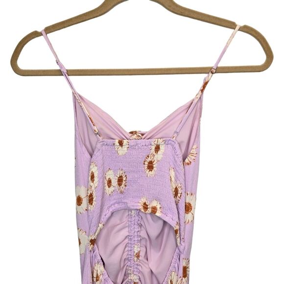 Love Tree Women's Floral Daisy Ruffle Lilac Purple Mini Peplum Dress M - Picture 9 of 16